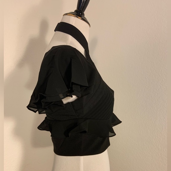 NWOT Nasty Gal Black Cropped Blouse Top - Picture 4 of 9